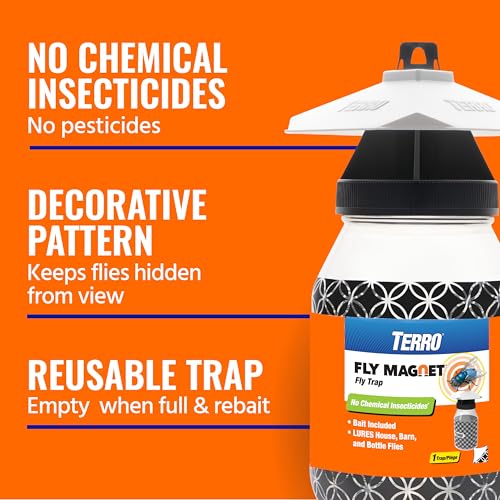 TERRO Fly Magnet Trap, Reusable Poison-Free Outdoor Fly Catcher with Bait - size: 1 Pack