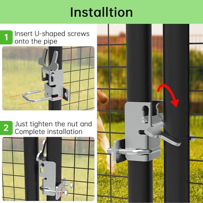 Kennel Gate Latch Butterfly Latch Kennel Gate Latch for 1-3/8'' Chain Link Dog Kennel Gate Latch for Kennel Gate Frame, with U-Bolt & Nuts (2 Pack)