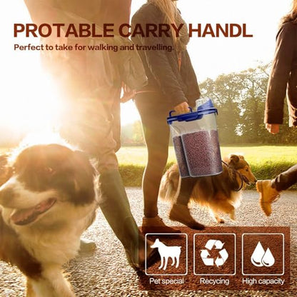 TIOVERY Dog Food Storage Container, 5-7 Lbs Airtight Pet Food Container, Cat food Container Dispenser with Portable Handle, Pouring Spout and a Collapsible bowl for Dogs Cats Navy Blue/6Qt - color: Blue 6Qt