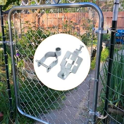 2-Pack T-Post Gate Hinge Kit, 1-5/8" Female Hinges and Hinge Pins, Galvanized Steel, 200° Swing for Chain Link/Metal Gates, Farm & Garden