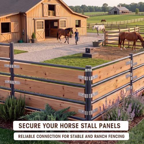 32 Pack 1-5/8" Horse Stall Panel Clamps Kit, Galvanized Steel | 24 U-type and 8 Saddle Clamps, Reduces Wobble Without Welding, 0.35 mm, Rust-resistant, for Stalls Circular Fences Kennels