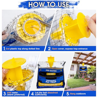 4 Pack Pre-Baited Fly Traps Outdoor Fly Bags for Patio Farm Ranch - size: 4 Packs