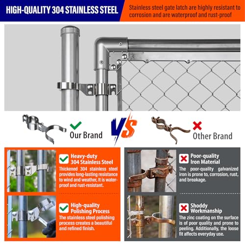 Heavy Duty Stainless Steel 1-5/8" x 2-3/8" Chain Link Fence Gate Fork Latch with Hole for Padlock（Fit 1 5/8" Gate Frame） 1Pack - size: 1-5/8''x2-3/8''-1P