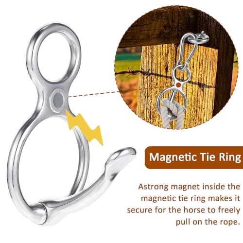 MAQUITA Horse Tie Ring, Safe Tie Horse Supplies, Humane Way Tie Ring, Magnetic Ring for Tying and Retracting, Helps Horse Pull Back and Releases Stress from The Horse