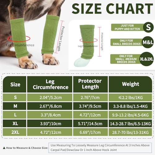 4 PCS Dog Leg Protective Sleeve for Front Rear Legs Prevent Licking - color: Green, size: S-Leg Girth: 2.04in