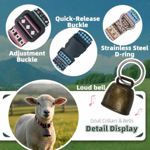 Goat Collars and Bells，Durable Nylon Adjustable Collar (Gradation) - color: Gradation, size: 3 PCS