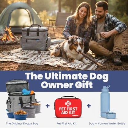 Rubyloo Pet Travel Bundle – Original Doggy Bag (Grey) + Vet-Approved Pet First Aid Kit for Dogs & Cats