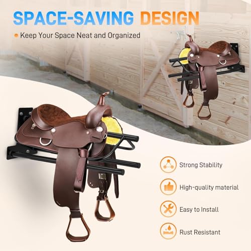 2 Pack Saddle Rack with Double Pad Bar, Wall Mounted