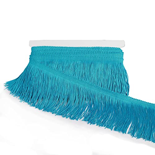 Chainette Fringe Trim 5 Yard x 4 Inches Fabric Tassel Trims - color: Blue, size: 4"-5Yards/R