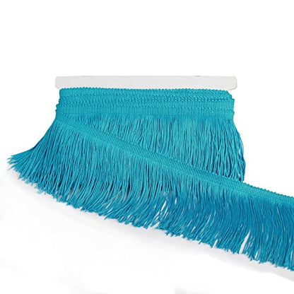 Chainette Fringe Trim 5 Yard x 4 Inches Fabric Tassel Trims - color: Blue, size: 4"-5Yards/R