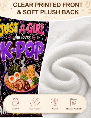 Kpop Gifts for Girls, Kpop Ramen Blanket, Birthday Ramen Lover Gifts | Korean Gifts for Girls/ kpop lovers/ Women/ Fan, Christmas Birthday Gift Ideas Just A Girl Who Loves K-Pop and Ramen 50*60 - color: Kop Noodle