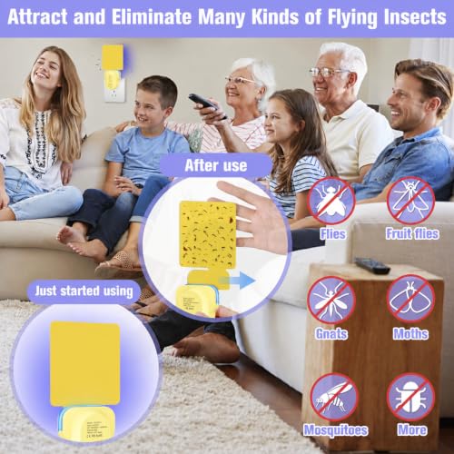 Flying Insect Trap Plug-in, Indoor Mosquito & Gnat Killer - color: yellow, size: 2 devices + 10 refills