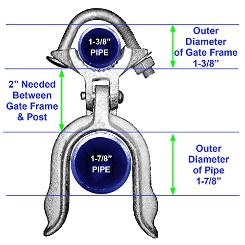 1-3/8" x 1-7/8" (2") Chain Link Fence Gate Fork Latch - Commercial Heavy Duty - Malleable - Galvanized Gate Latch with Hole for Padlock - size: 1-3/8" x 1-7/8" (2")