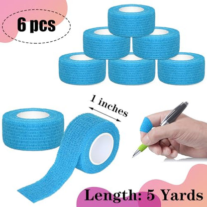 6 Pack Light Blue Self Adhesive Bandage Wrap 1 Inches x 5 Yards - color: Light Blue, size: 1 Inch