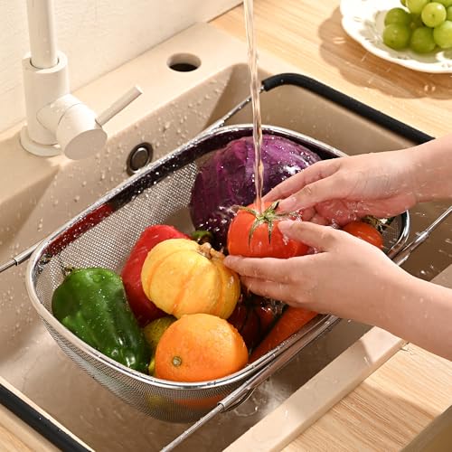 Fox Run Stainless Steel Colander, 4.7 Quart Over The Sink Pasta Strainer - size: 4.7 Quart