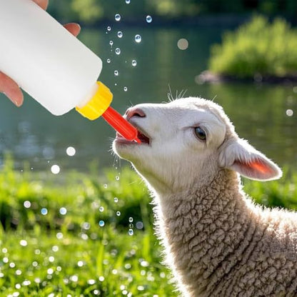 Goat Nursing Bottles Set, 2 Pieces 400 ml Lamb Feeding Bottle Kit 10 Pieces Small Animal Liquid Milk Drink Parts for Feeding Accessories Cow Sheep Puppy Pig Goat Supplies