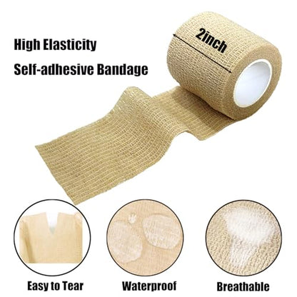 2 Inches Self Adhesive Bandage Wrap Bulk, 6 Pack, Skin Color - color: Skin