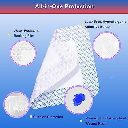 Niceful Island Dressing 4" x 4" Bandages for Wounds, 50 Count (Pack of 2) - size: 4"x4"(50 Pcs) (Pack of 2)