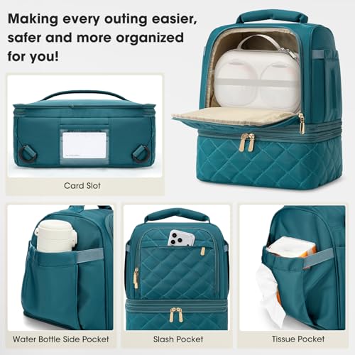 RAINSMORE Wearable Breast Pump Bag, Breast Milk Cooler Travel Bag,Green - color: Dark Green