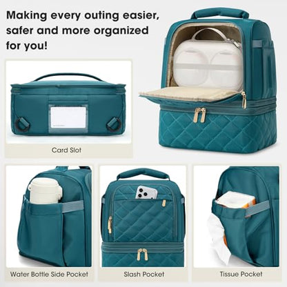 RAINSMORE Wearable Breast Pump Bag, Breast Milk Cooler Travel Bag,Green - color: Dark Green