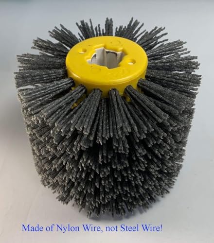 Professional Abrasive Nylon Drawing Wheel Drum Burnishing Brush – Ideal for Wooden Polishing | Durable 60 Grit Black | 1 Pack - size: 60 Grit, Black