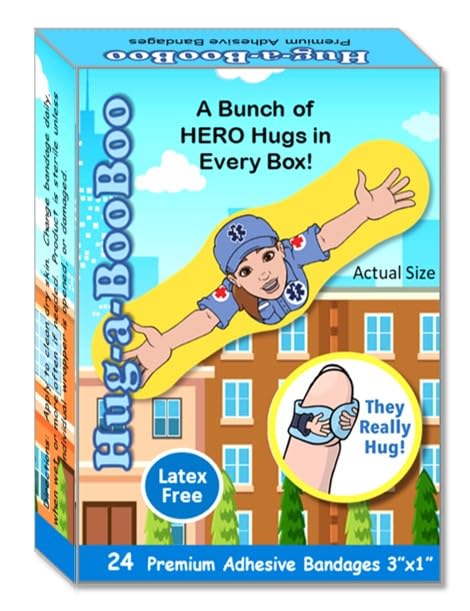 First Responders! Fun Adhesive Bandages from Hug-a-BooBoo. Hero Bandages that Hug! Kids Favorite 1st Responder Heros - Fireman, Policeman, Nurse and EMT Wearable Hugging Fun Stickers! 24 Ct - size: 24ct, style: First Responders