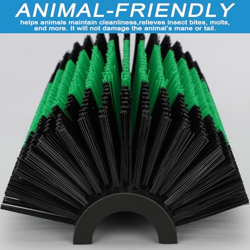 Livestock Scratching Brush with 4 Screws – Cattle and Horse Grooming Brushes, Itch Relief for Horse, Goat, Cattle，Cow,Sheep， and Pig，Animal Back Scratching – Black & Green