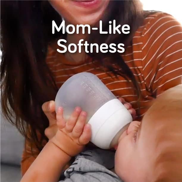 Nanobebe Flexy Silicone Baby Bottle, Anti-Colic, Natural Feel, Non-Collapsing Nipple, Non-Tip Stable Base, Easy to Clean 2-Pack, Grey, 9oz - color: Grey, style: 9 Ounce 2-Pack