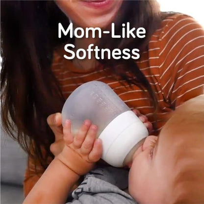 Nanobebe Flexy Silicone Baby Bottle, Anti-Colic, Natural Feel, Non-Collapsing Nipple, Non-Tip Stable Base, Easy to Clean 2-Pack, Grey, 9oz - color: Grey, style: 9 Ounce 2-Pack