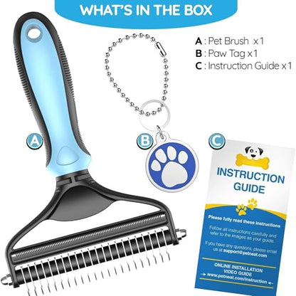 Pet Grooming Tool, 2 Sided Cat and Dog Brush for Shedding, Dual Head Comb