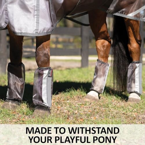 Schneiders Mosquito Mesh II Non-Fitted Pony Fly Boots | Set of 4 | Enhanced Leg Protection & Airflow | Reflective Safety Design | Color Gray