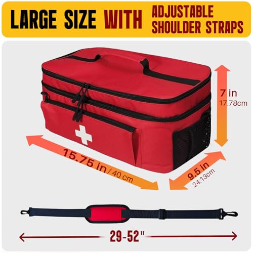 First Aid Bag Empty 2-Layer Large 16" x 9½"x7 Red - color: Red
