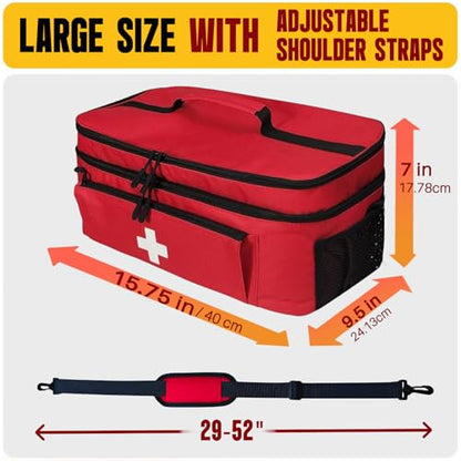 First Aid Bag Empty 2-Layer Large 16" x 9½"x7 Red - color: Red