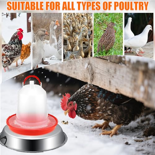 12in Chicken Warer Heater for Winter,5 Gallon Chicken Water Heated Base,Automatic Electric Poultry Winter Deicer Heated Base for Plastic/Metal Poultry Water