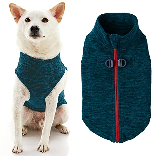 Gooby Zip-Up Fleece Dog Sweater, Turquoise Wash, Small - color: Turquoise Wash, size: Small chest (~13.5")