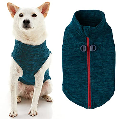 Gooby Zip-Up Fleece Dog Sweater, Turquoise Wash, Small - color: Turquoise Wash, size: Small chest (~13.5")