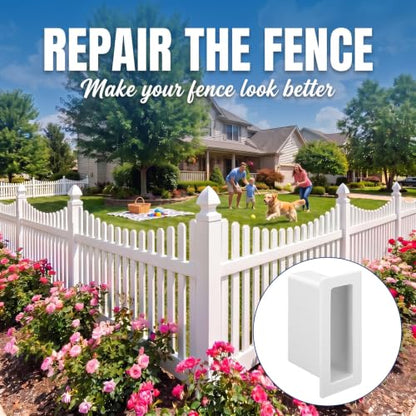 10 Pcs Vinyl Fence Gate Socket 1.5x5.5, White Rail Brackets | Durable PVC Pocket Rail Connectors for Privacy Fence Repair Rails Easy Outdoor Installation, Secure Gate Hardware
