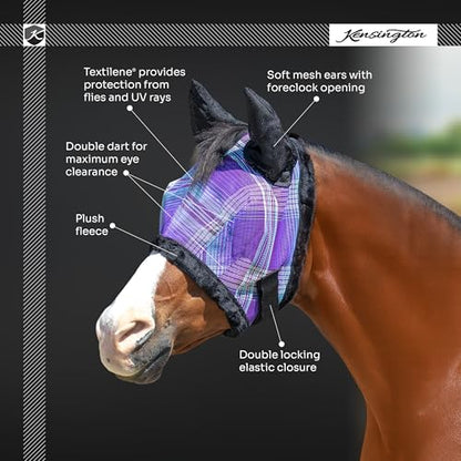 Kensington Signature Fly Mask w/Plush Fleece & Ears w/Forelock Hole Size - color: 181 - Kentucky Blue