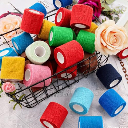 BQTQ 50 Rolls Self Adhesive Bandage Wrap 2 inch Self Adherent Tape(Rainbow) - color: Rich Color, size: 2 Inch