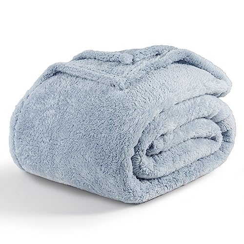 Berkshire Blanket Classic Extra-Fluffy™ Plush Blanket Twin Size, Soft Fuzzy Fluffy Long Hair Blanket for Couch Sofa Bed, Blue Mist, 60x92 Inches - color: Blue Mist, size: Twin/Twin XL