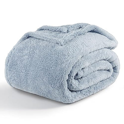 Berkshire Blanket Classic Extra-Fluffy™ Plush Blanket Twin Size, Soft Fuzzy Fluffy Long Hair Blanket for Couch Sofa Bed, Blue Mist, 60x92 Inches - color: Blue Mist, size: Twin/Twin XL