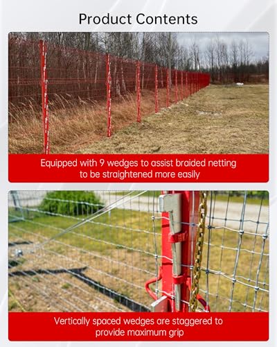 8ft Woven Wire Fence Stretcher Bar with 9 Wedges - size: 8FT