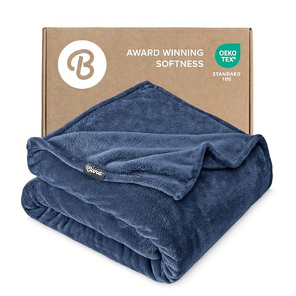 Bare Home Fleece Blanket Luxury Microplush (Full/Queen, Dark Blue) - color: 06 - Dark Blue, size: Full/Queen