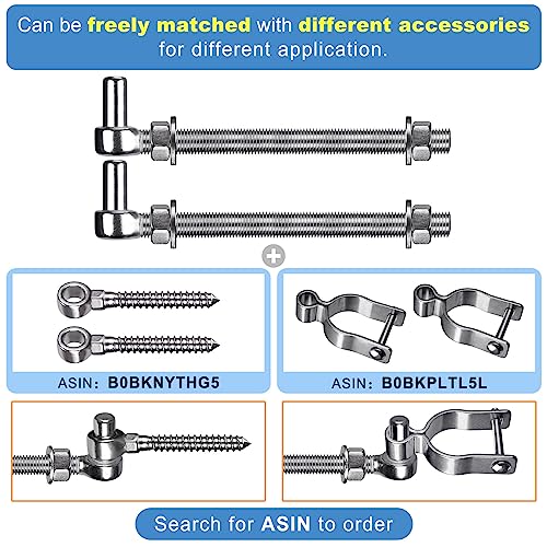 Insaga M16x 10'' J-Bolt Gate Hinge, 304 Stainless Steel J-Bolt Post Hinge for Farm Gate, 5/8" Male Pin J-Bolt Hinge for Chain Link Fence Gate, Gate Hinges for Metal Gates (4Pcs) - color: M16-10''-4PCS
