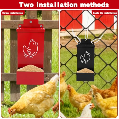 Automatic Chicken Grit Feeder Metal Oyster Shell Feeder with Lid, Chickens Coop Accessories Improve Eggshell Quality and Hen Health(Color:Metal)