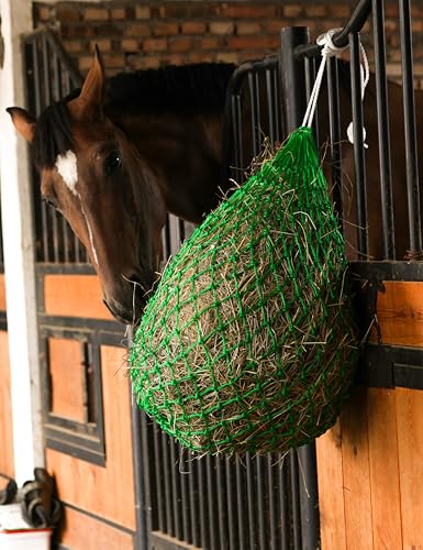 Harrison Howard Slow Feed Hay Net Horse 2 Pcs Horse Feeding Supplies Bright Green 40" Length with 2" Holes