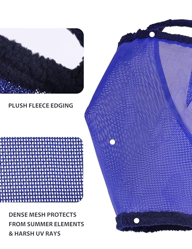 Harrison Howard All Round Mesh Horse Fly Mask UV Protective with Fleece Padded Edging Deep Navy M - color: Deep Navy, size: Medium (Arabian)