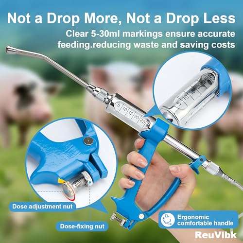 30ml Adjustable Livestock Drench Gun for Goats, Sheep & Cattle - color: Blue, size: 30ML NO Kettle