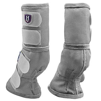 Harrison Howard Horse Leg Guard Stomp Reduction Hook and Loop Closures Rubbing Prevention - color: Silver Grey, size: Arab Medium (Pack of 4)