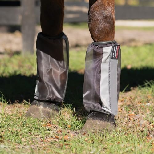 Schneiders Mosquito Mesh II Non-Fitted Pony Fly Boots | Set of 4 | Enhanced Leg Protection & Airflow | Reflective Safety Design | Color Gray